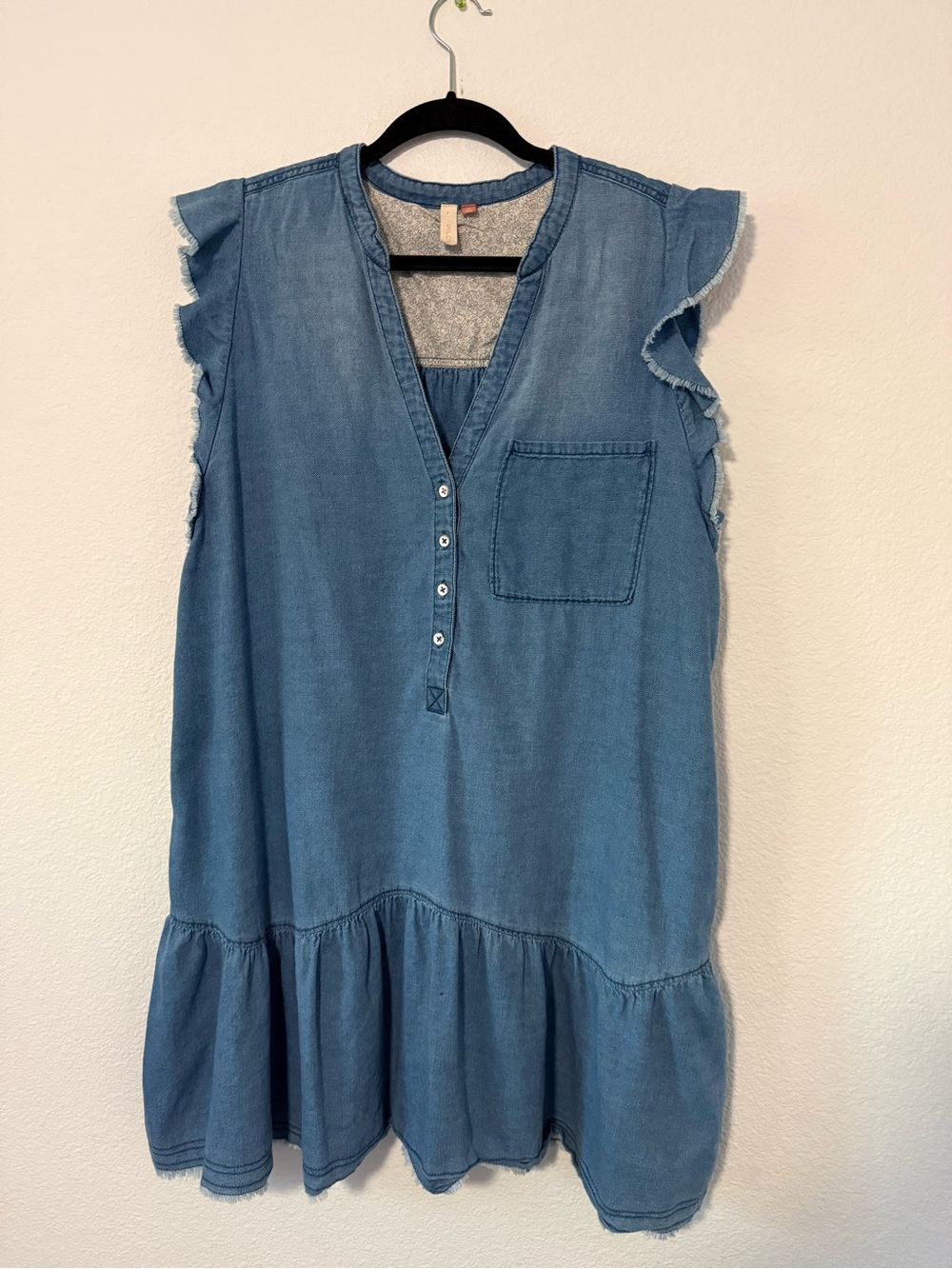 Pilcro Light Blue Ruffle Sleeve Tunic Dress